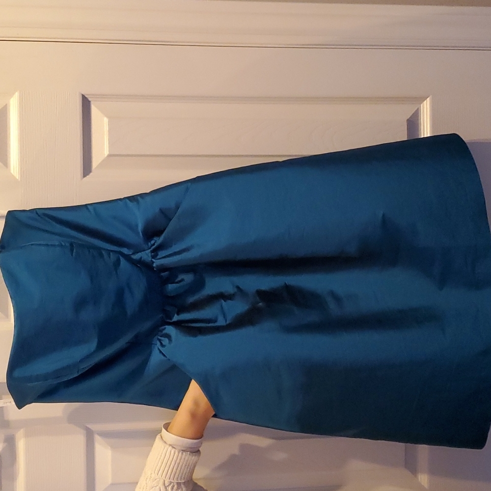 ALFRED SUNG STRAPLESS TEAL PROM DRESS